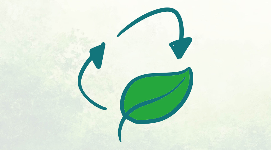 Tegnet genbrugslogo med en blad